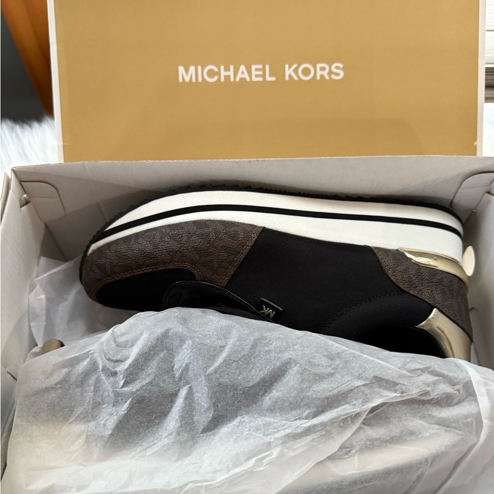 Michael Kors Black and Gold Women's Sneakers - Picture 2 of 4